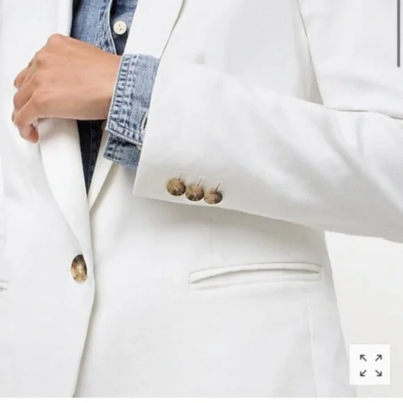 J. Crew Classic White Blazer Linen-Cotton one-button Size 8 - Picture 2 of 15